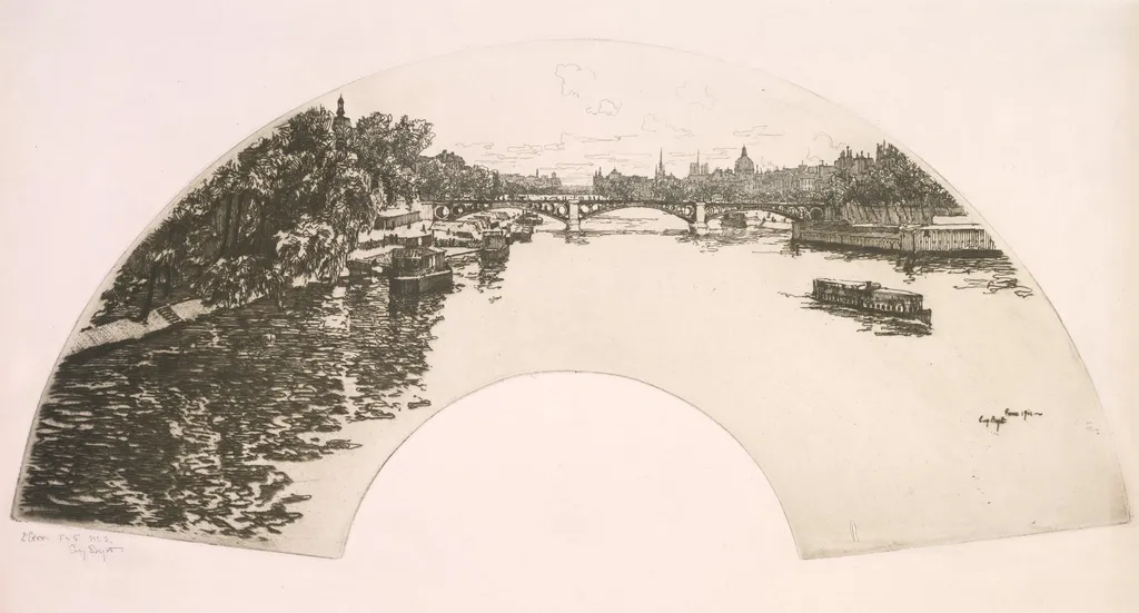 Fan, The Seine seen from the Pont Royal (Éventail, La Seine vue du Pont Royal), by Eugène Béjot, 1901