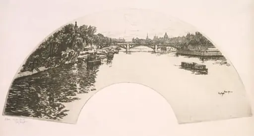 Fan, The Seine seen from the Pont Royal (Éventail, La Seine vue du Pont Royal), by Eugène Béjot