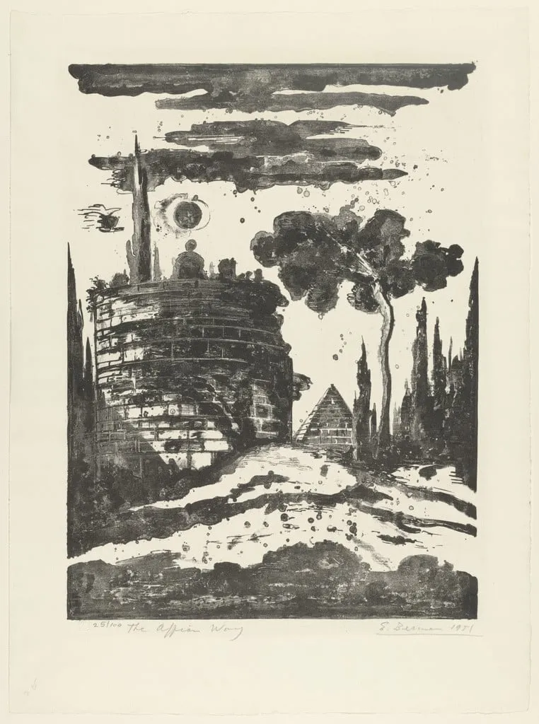 Untitled, by Eugene Berman, ink, 1951
