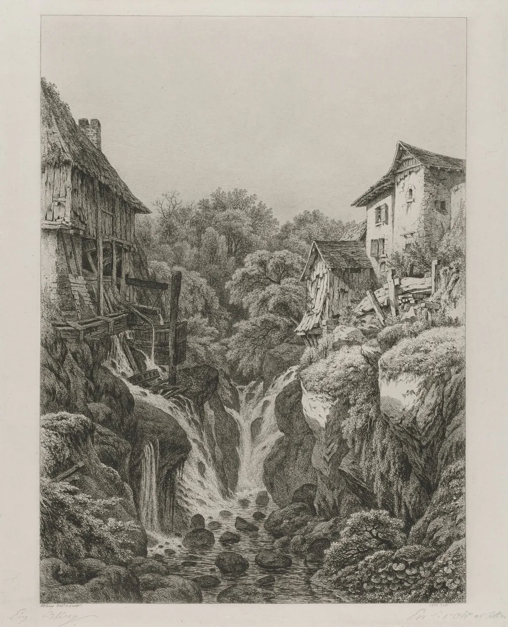 The Mill and Waterfall of Grésy near Aix-les-Bains, by Eugène Blery, 1856