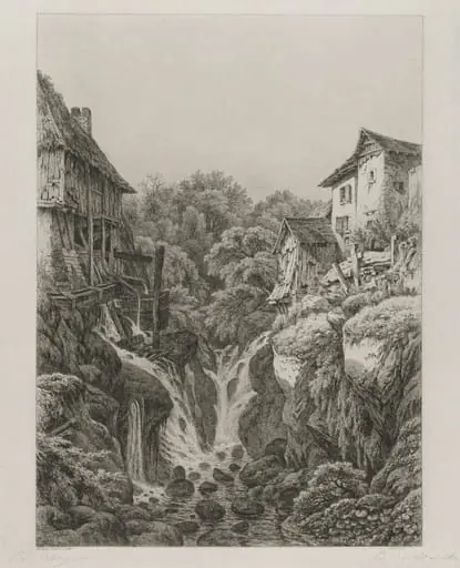 The Mill and Waterfall of Grésy near Aix-les-Bains, by Eugène Blery
