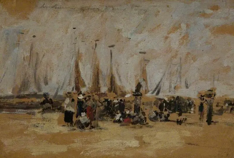 Beach Scene, possibly Harfleur, by Eugène Boudin