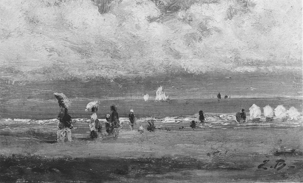 Beach Scene with Figures, by Eugène Boudin, unspecified, 1871