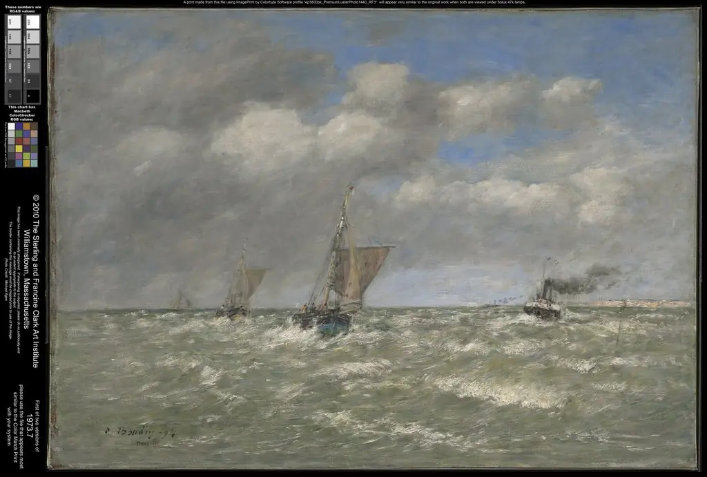 Boats Returning to Port, Trouville, by Eugène Boudin