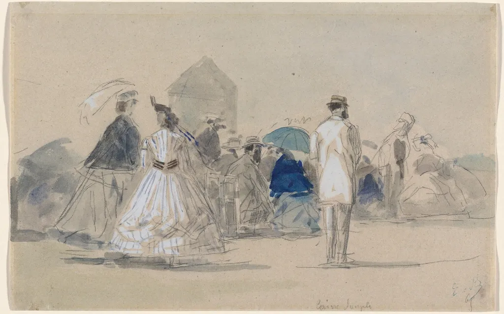 Crinolines on the Beach, by Eugène Boudin, gouache, 1865