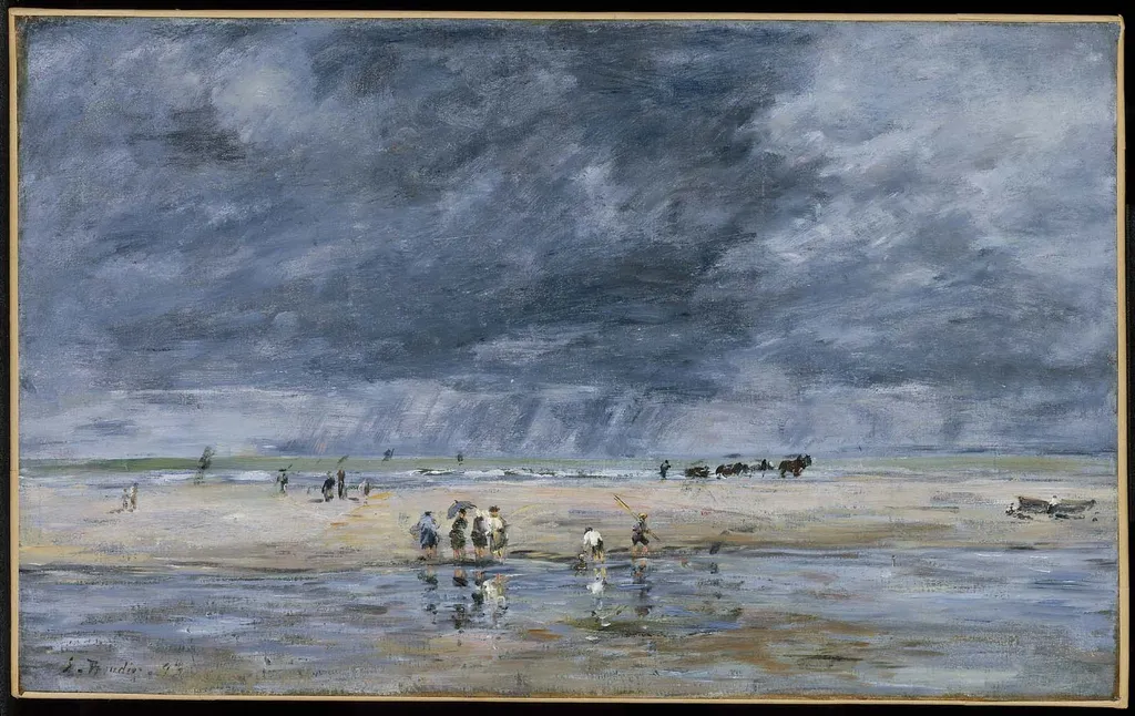Figures on the Beach, by Eugène Boudin, oil, 1897