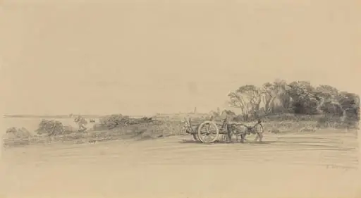 L'Ile aux Moines with Figure and Cart, by Eugène Boudin