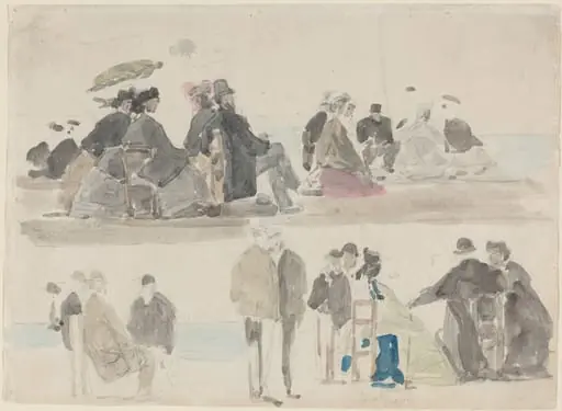 Ladies and Gentlemen on the Beach, in Two Registers, by Eugène Boudin