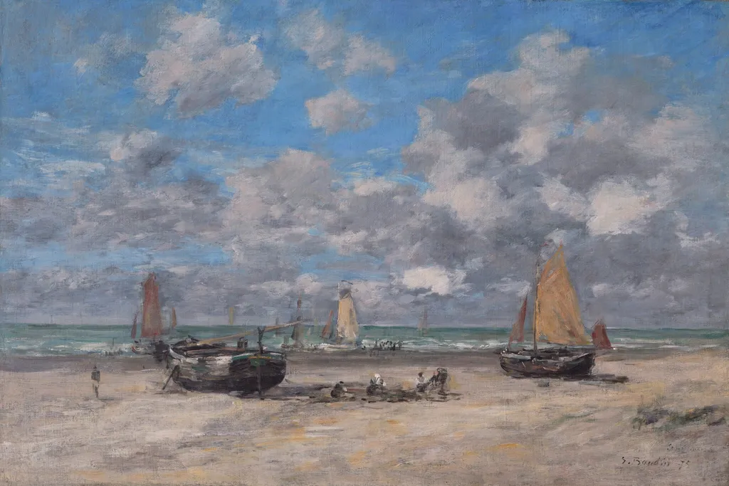 Low Tide at Scheveningen, by Eugène Boudin, oil, 1875