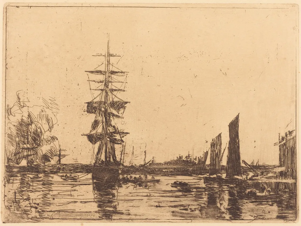Marine View, by Eugène Boudin, ink, 1898