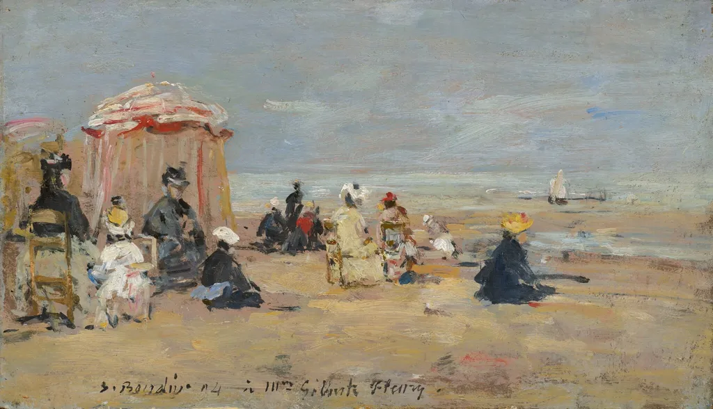 On the Beach, by Eugène Boudin, oil, 1894