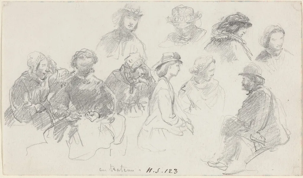 Passengers on Shipboard, by Eugène Boudin, graphite, 1861