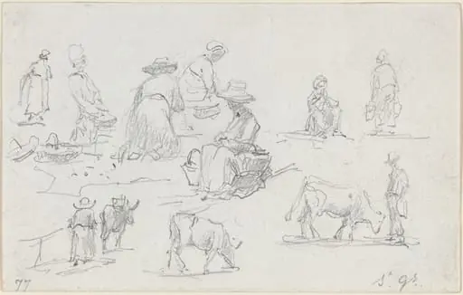 Peasants and Cows [recto], by Eugène Boudin