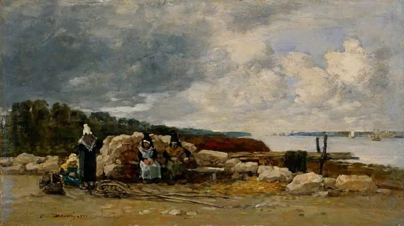 Plougastel: Shrimp Fisherwomen, by Eugène Boudin