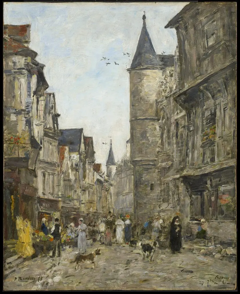 Rue Saint-Romain, Rouen, by Eugène Boudin
