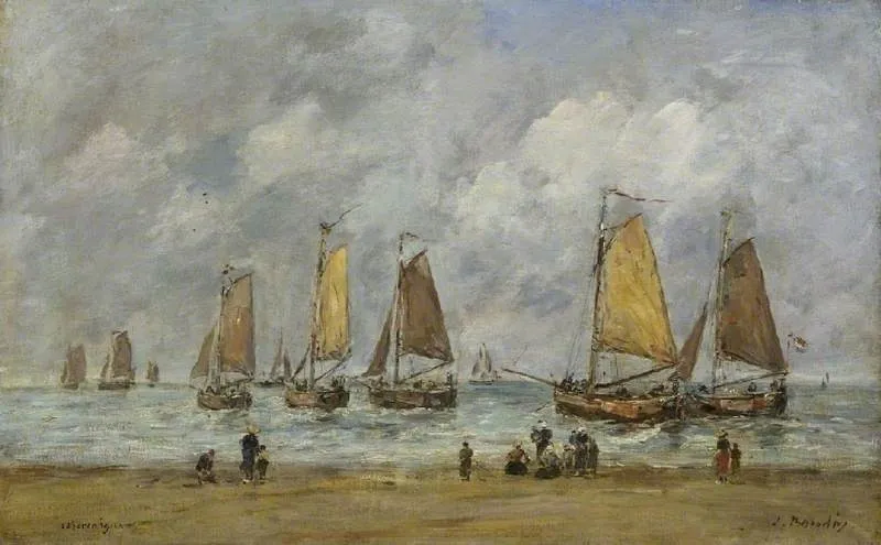 Scheveningen, by Eugène Boudin, oil, 1871
