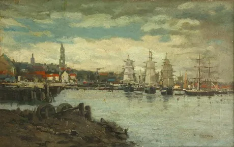 Sea port, by Eugène Boudin, oil, 1850
