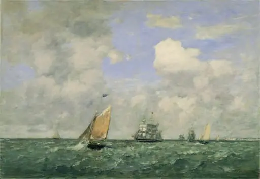 Ships and Sailing Boats Leaving Le Havre, by Eugène Boudin