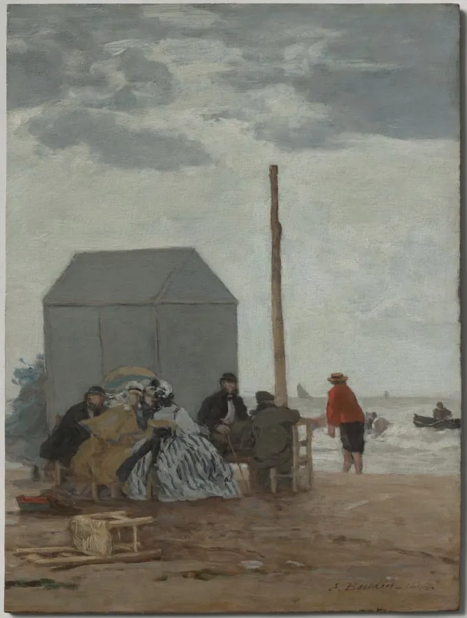 The Beach at Deauville, by Eugène Boudin, unspecified, 1864