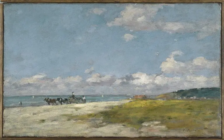 The Beach at Trouville", by Eugène Boudin