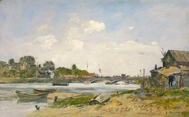 The Bridge over the Touques at Deauville, by Eugène Boudin, oil, 1898