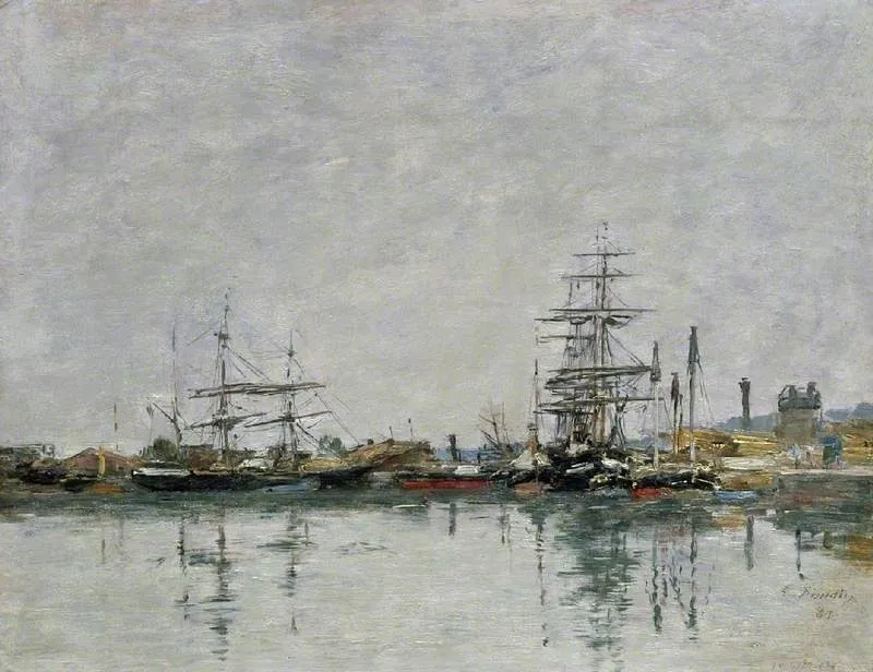 The dock at Le Havre, by Eugène Boudin, oil, 1894