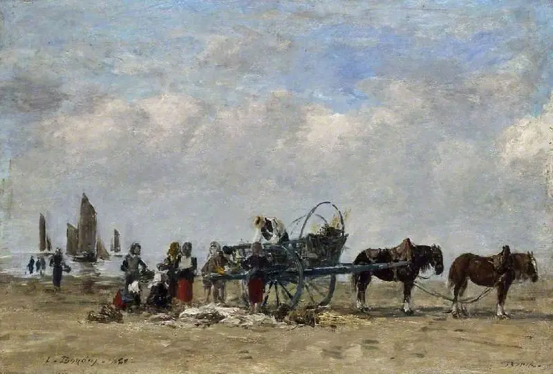 The fish-cart, Berck, by Eugène Boudin