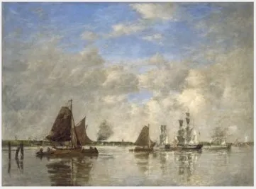 The Meuse at Dordrecht, by Eugène Boudin, oil, 1892