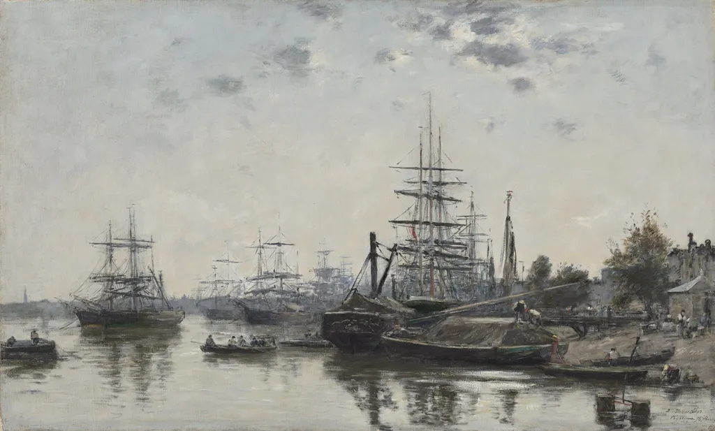 View of Bordeaux, from the Quai des Chartrons, by Eugène Boudin, oil, 1874