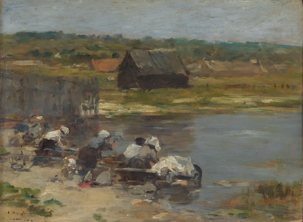 Washerwomen at the Edge of the Pond, by Eugène Boudin, unspecified, 1890