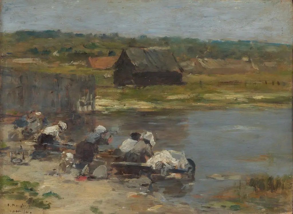 Washerwomen at the Edge of the Pond, by Eugène Boudin