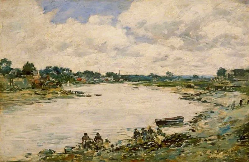 Washerwomen on the Banks of the Touques, by Eugène Boudin, oil, 1898