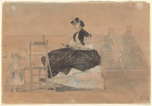 Woman in a Crinoline on the Beach of Trouville, by Eugène Boudin