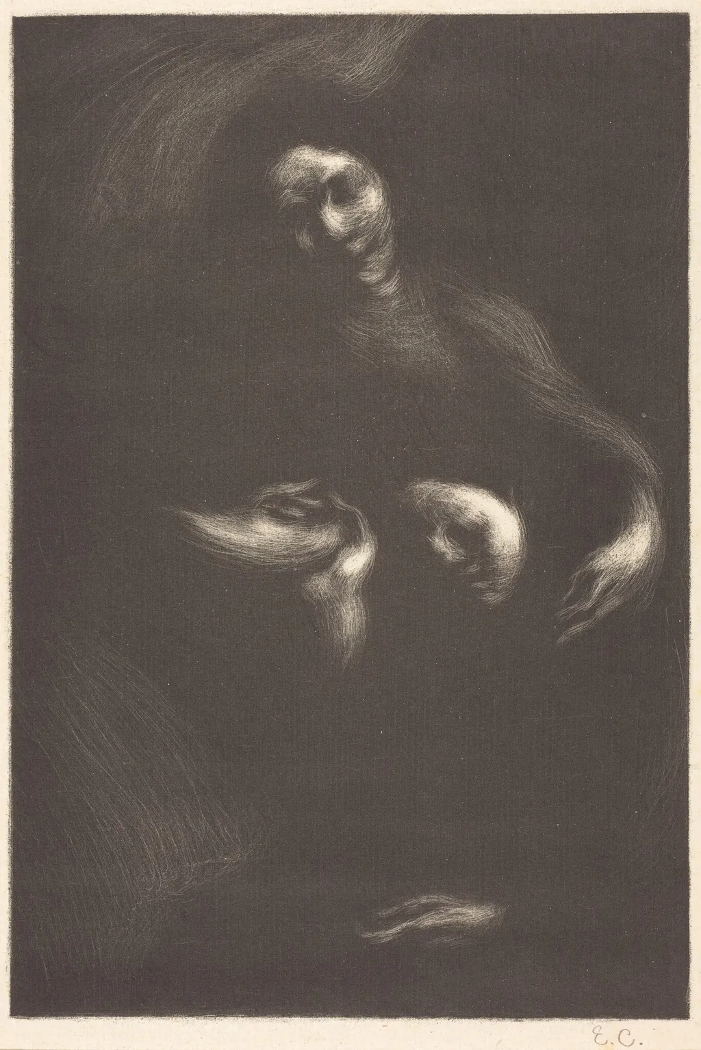 Hommage à Tolstoï, by Eugène Carrière, ink, 1901