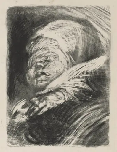 Newborn in a Bonnet (Le nouveau-né au bonnet], by Eugène Carrière