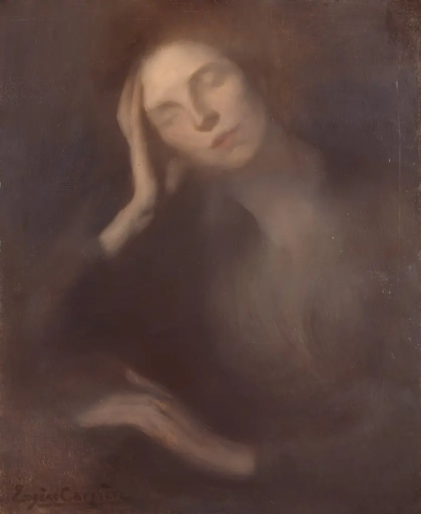 Woman Leaning on a Table, by Eugène Carrière
