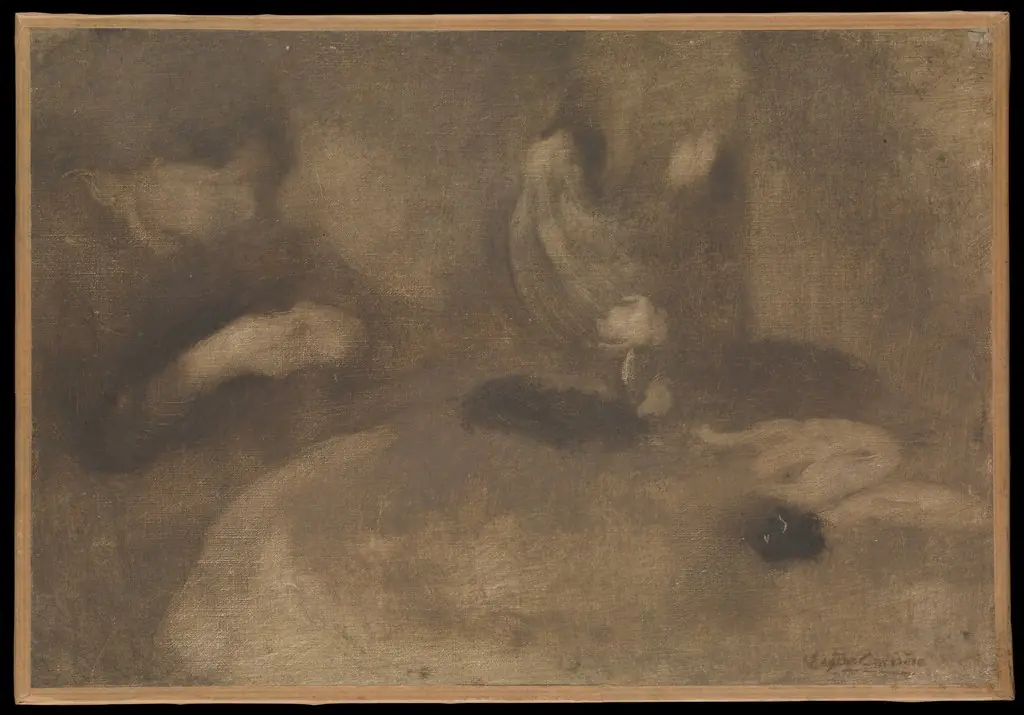 Women Sewing at a Table, by Eugène Carrière