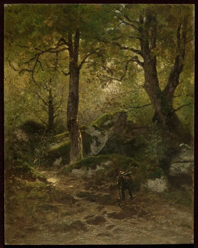 Artist in the Gorge aux Loups, Forest of Fontainebleau, by Eugène Ciceri