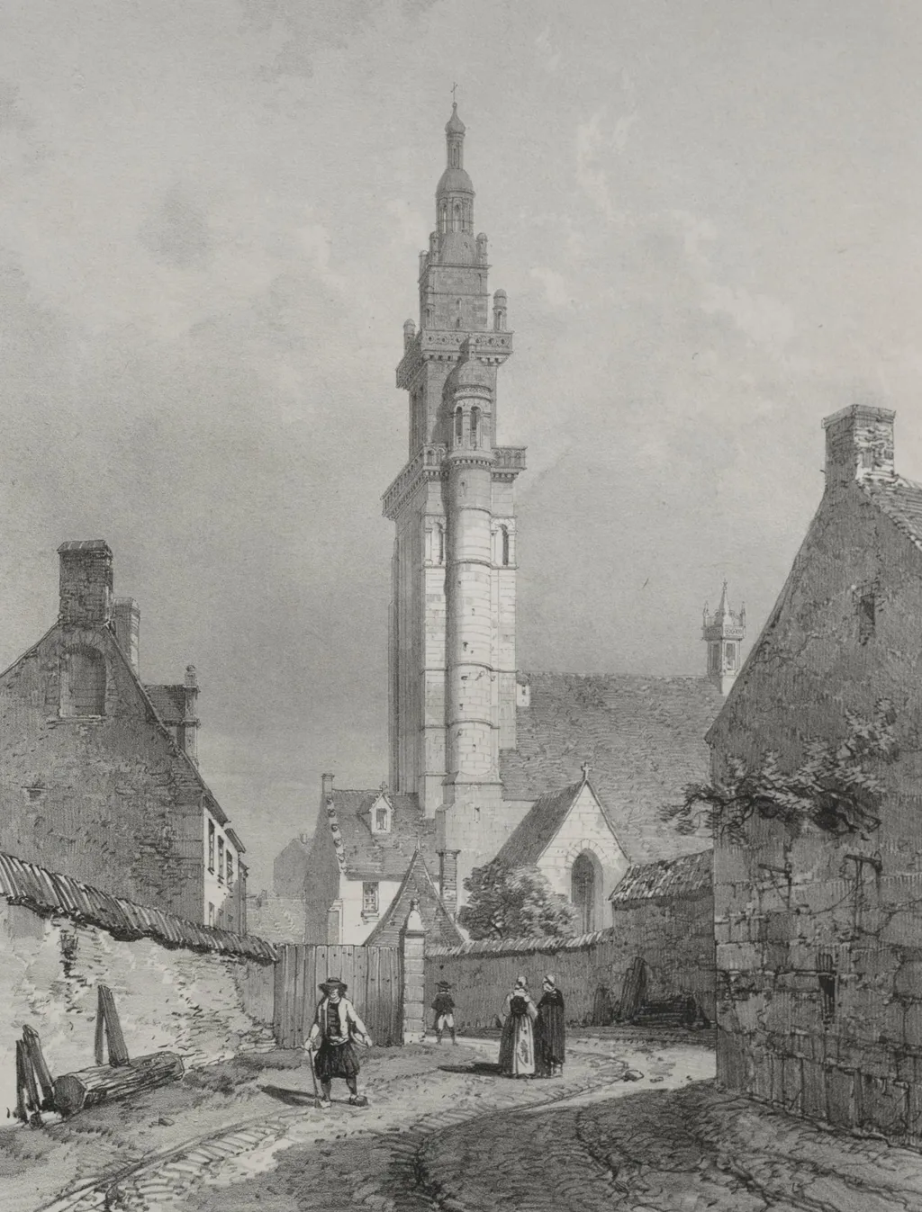 Voyages pittoresques et romantiques dans l'ancienne France. Bretagne: Eglise de Roscoff, by Eugène Ciceri, 1845