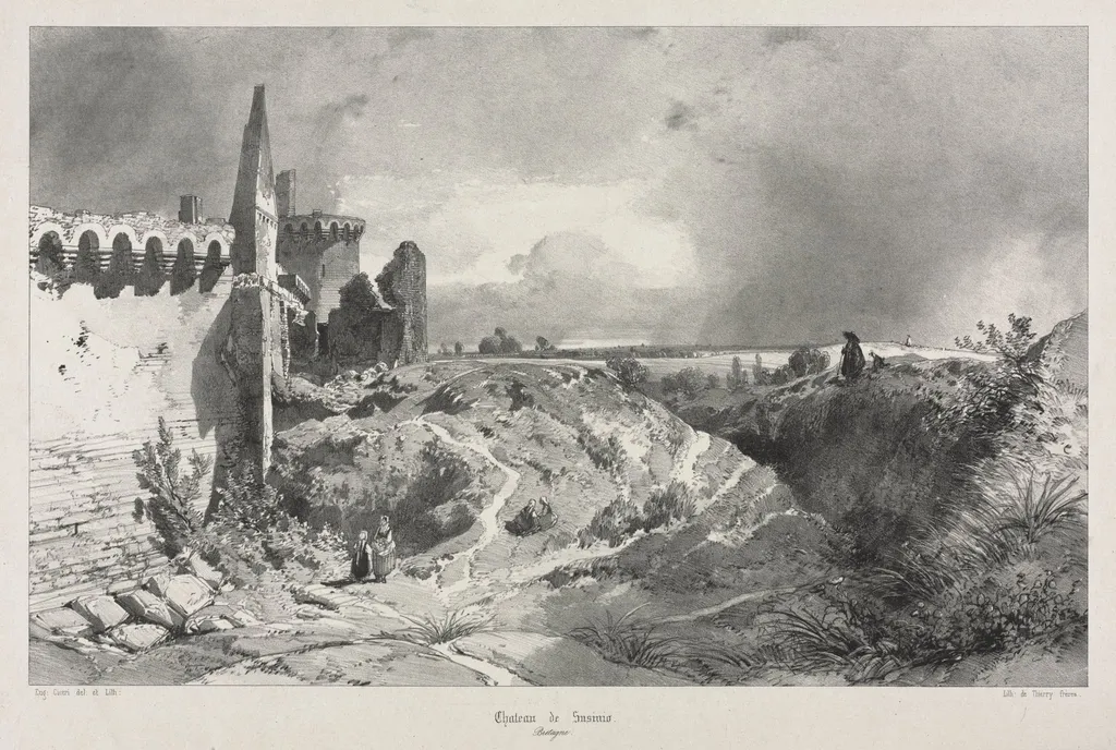 Voyages pittoresques et romantiques dans l'ancienne France. Bretagne: Chateau de Susinio, by Eugène Ciceri, 1845