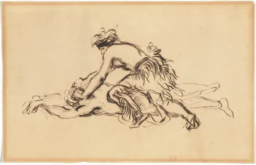 A False Scalping Performed by Iowa Tribe Members in Paris, by Eugène Delacroix