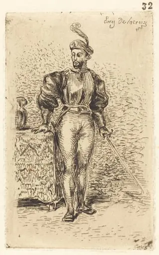 A Man with Weapons (Un Homme d'armes), by Eugène Delacroix