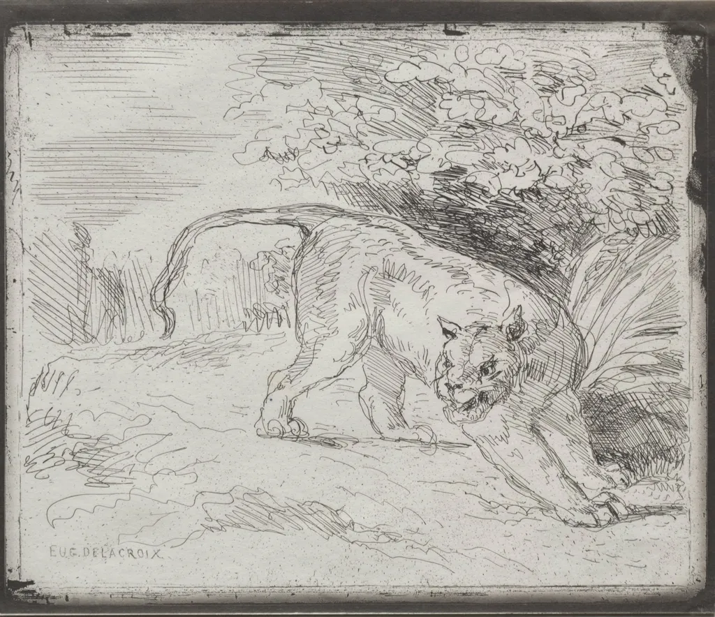A Trapped Tiger, by Eugène Delacroix, 1854