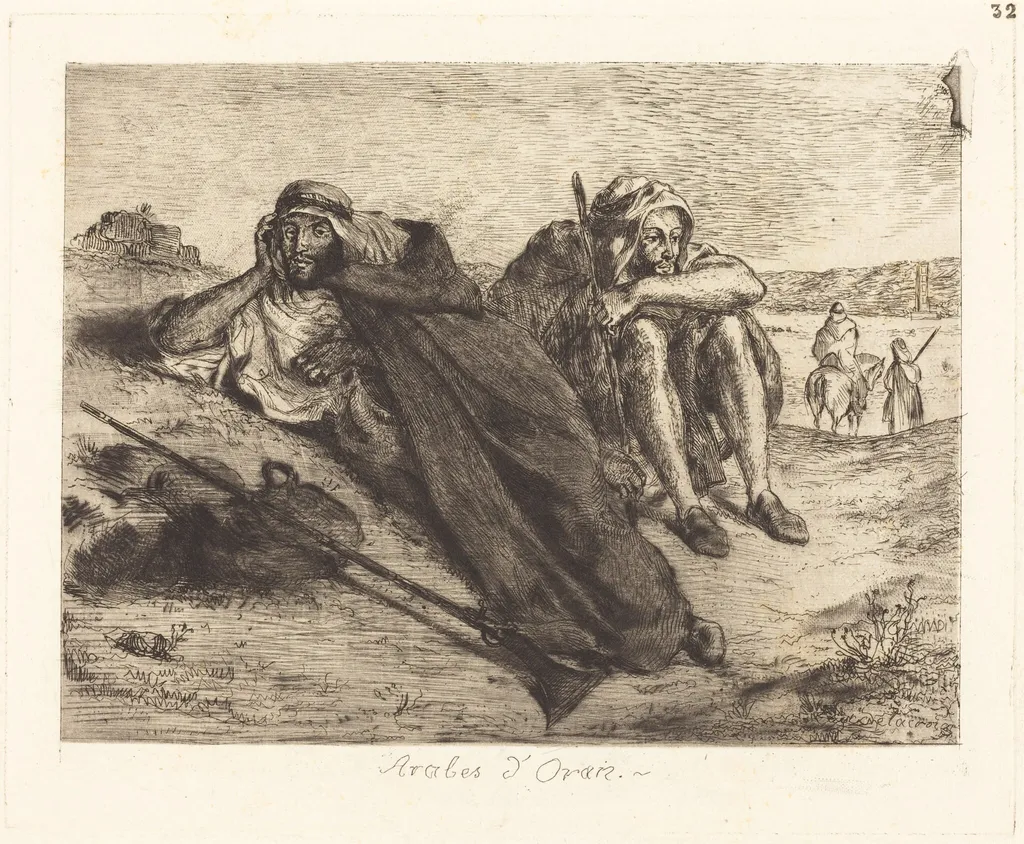 Arabs of Oran (Arabes d'Oran), by Eugène Delacroix, ink, 1833