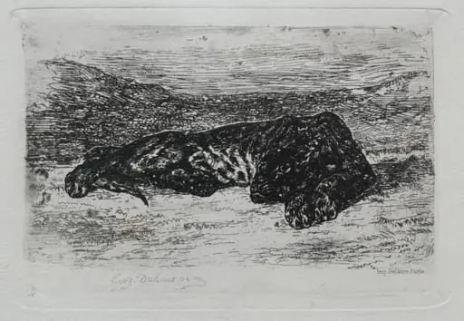 Crouching Tiger in the Desert, by Eugène Delacroix
