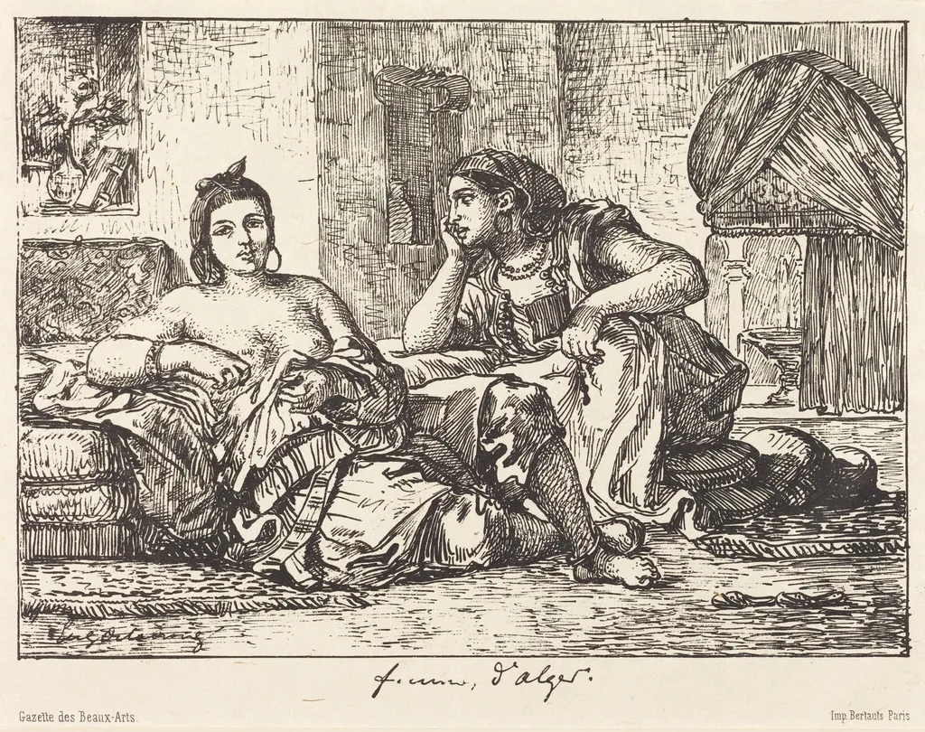 Femmes d'Alger, by Eugène Delacroix, ink, 1833