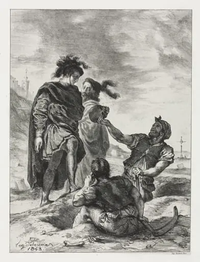 Hamlet: Hamlet and Horatio with the Grave Diggers, by Eugène Delacroix