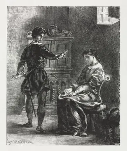 Hamlet: Hamlet and Ophelia, by Eugène Delacroix