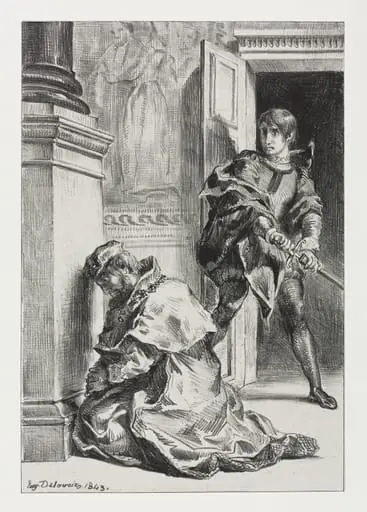 Hamlet: Hamlet Attempts to Kill the King, by Eugène Delacroix