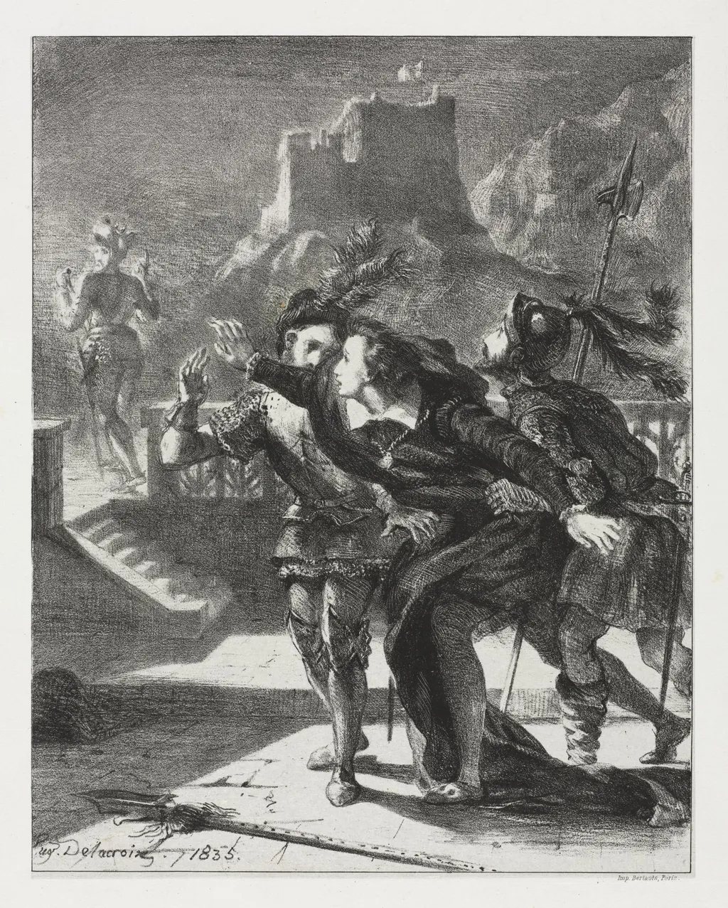 Hamlet: Hamlet Rushes to Follow the Ghost of His Father, by Eugène Delacroix, 1835